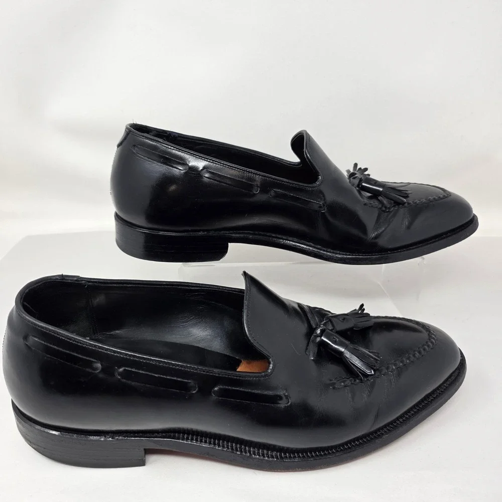 Johnston & Murphy Tassel Loafers Mens 10 D Aristocraft Black Leather Dress Shoes